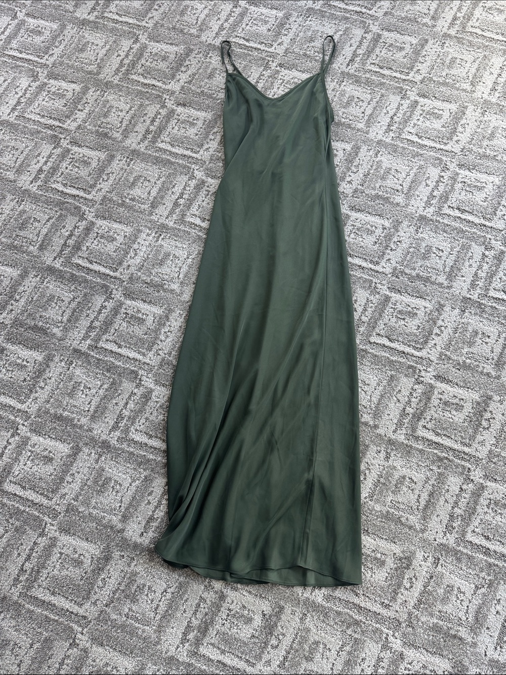 AllSaints Bryony Dress in Rifle Green Slip Maxi Dress - US 8